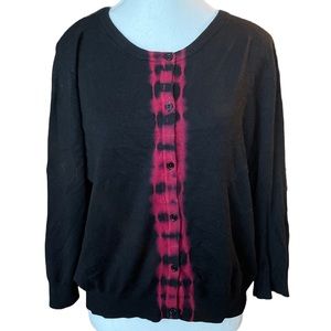 Joseph A. Black and Pink Tie Dye Accent Button Down Cardigan
